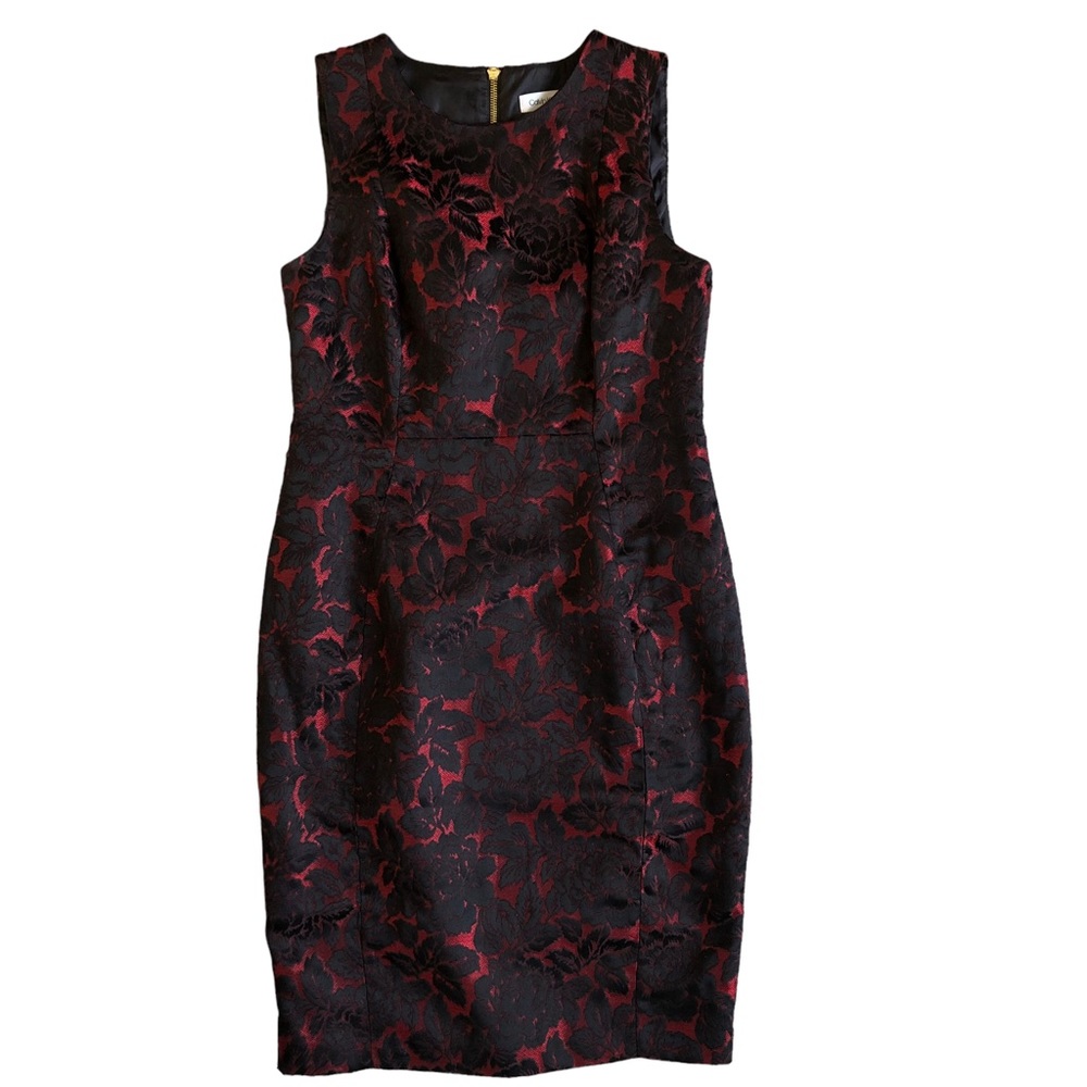 Elegant Black and Red Floral Dress